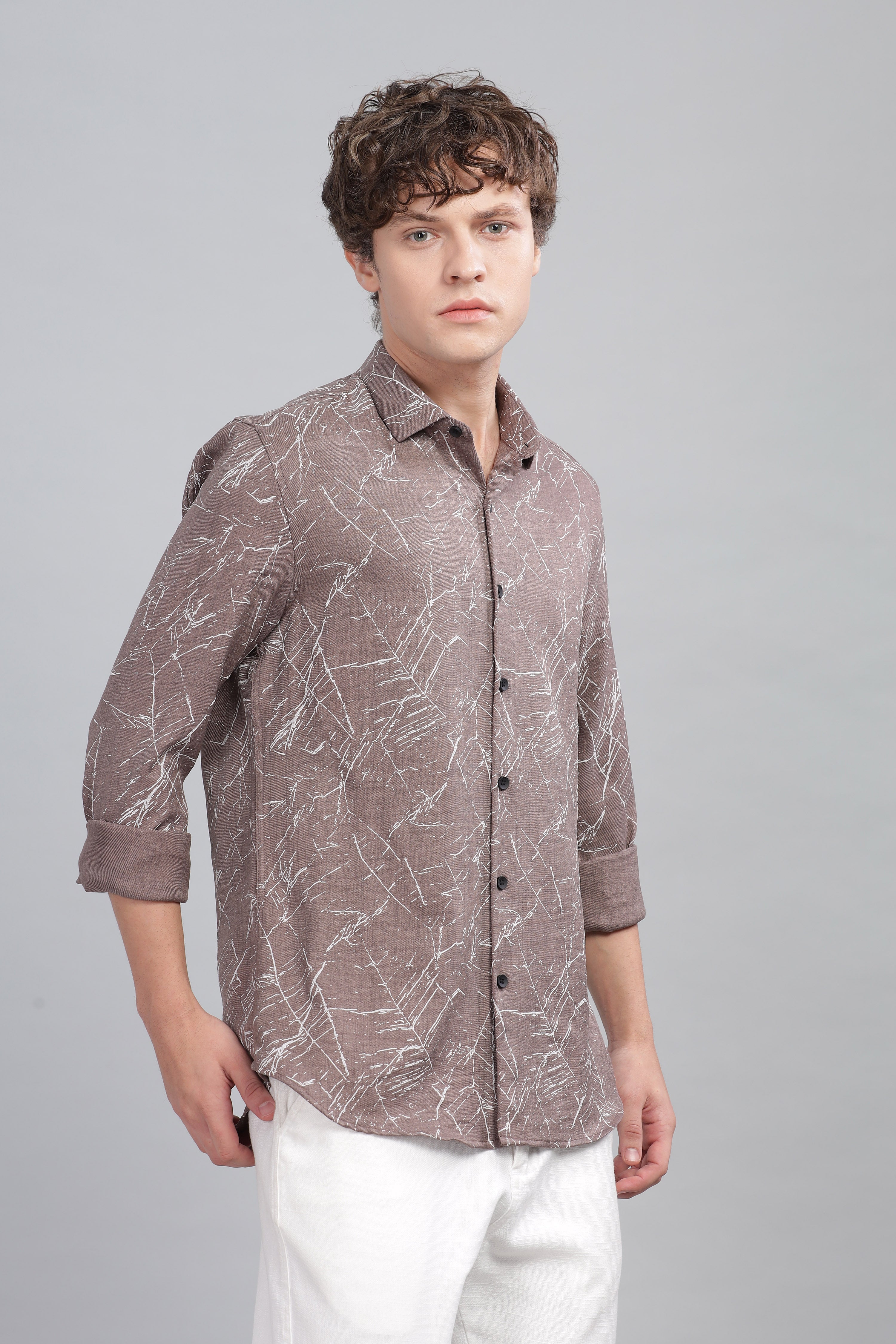 Men Brown Slim Fit Shirt