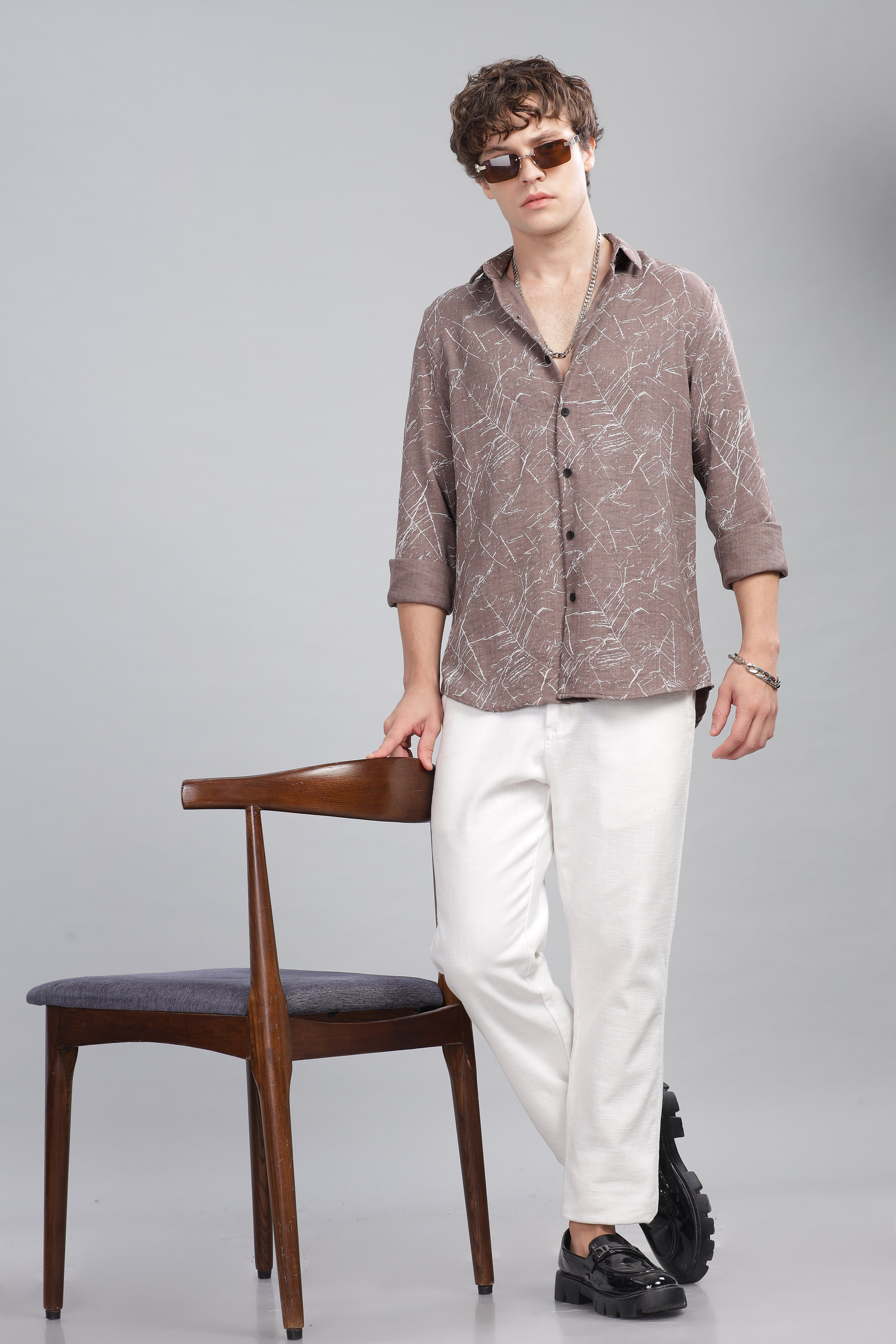 Men Brown Slim Fit Shirt