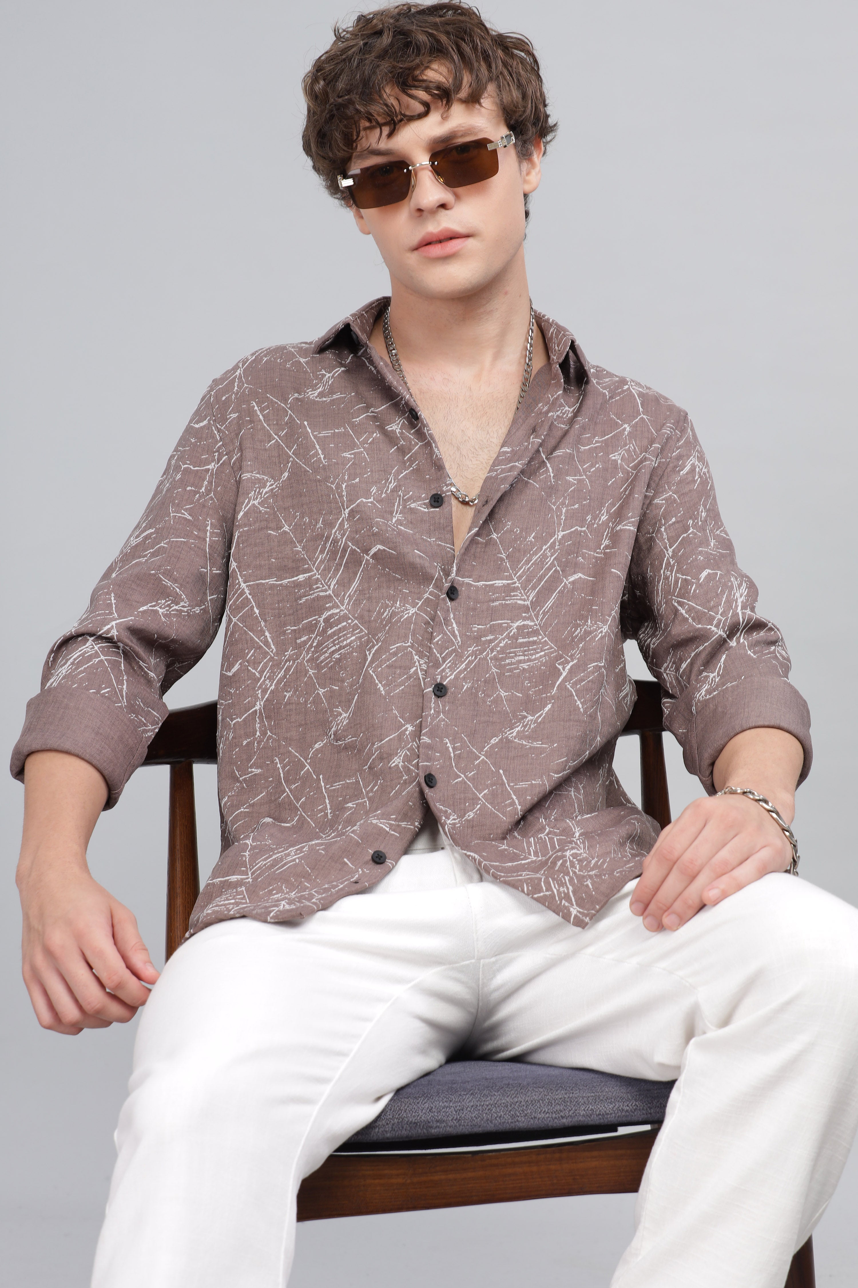 Men Brown Slim Fit Shirt