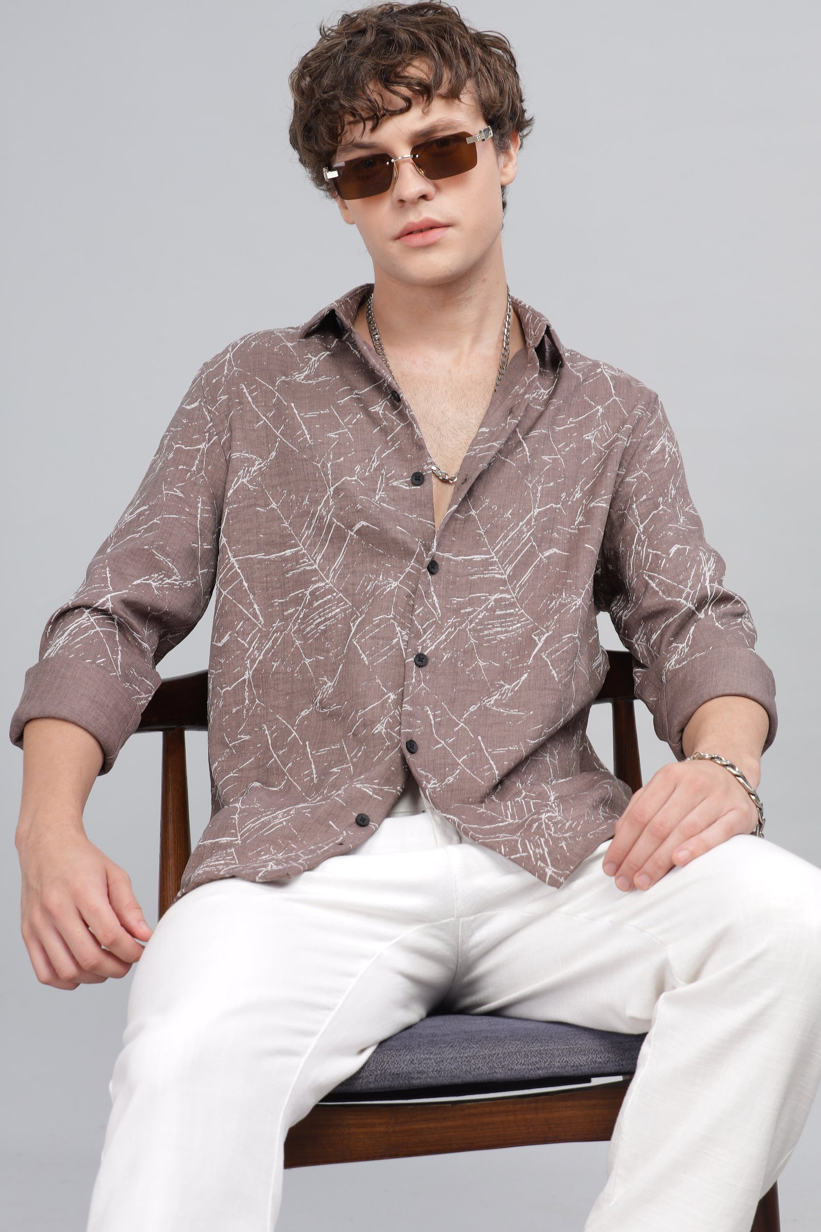 Men Brown Slim Fit Shirt