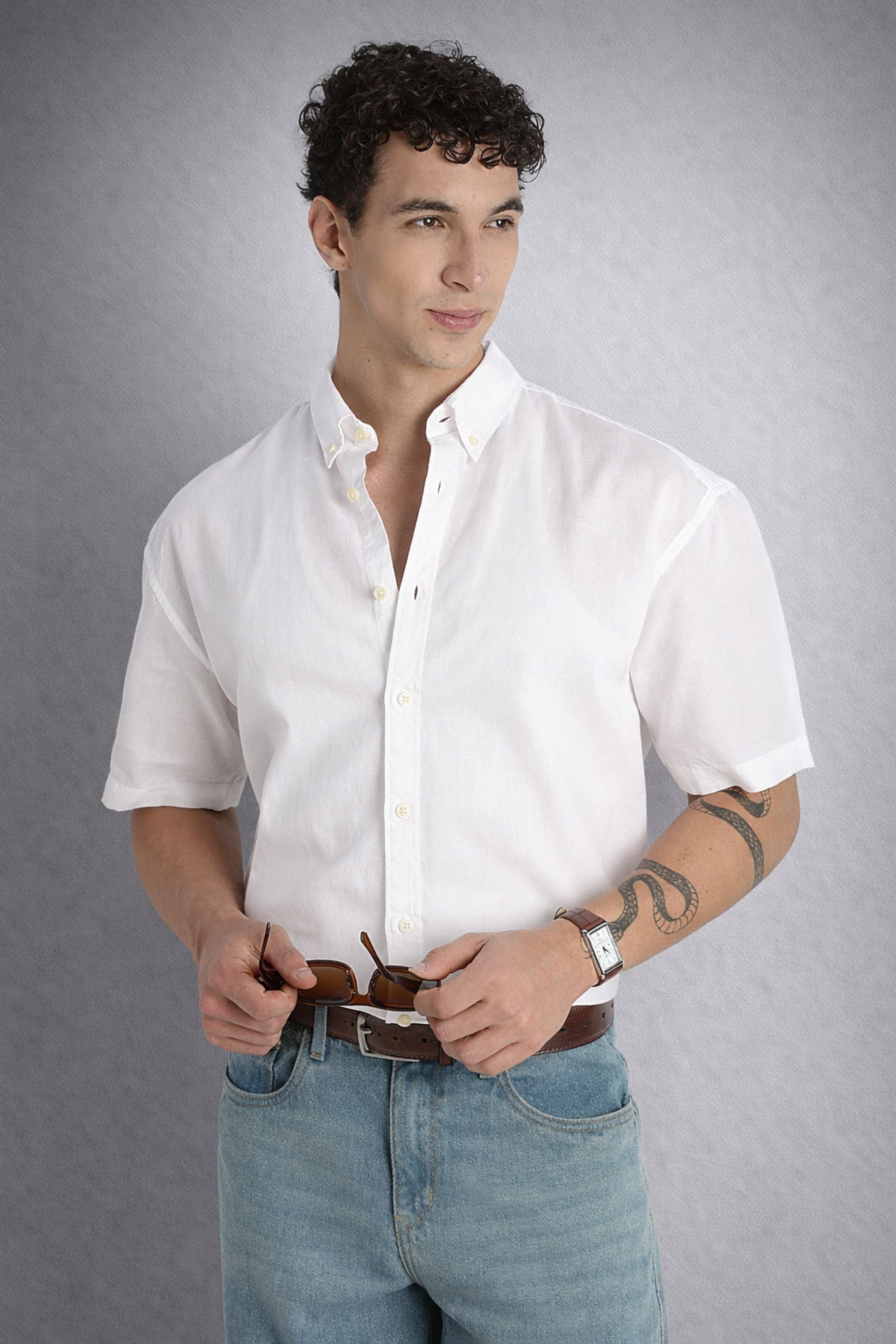 Men Breathable Cotton Linen Shirt