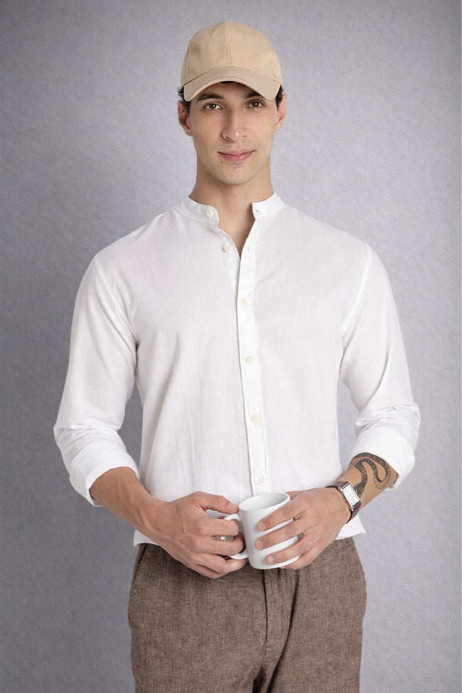 Men Cotton Linen Slim Fit Shirt