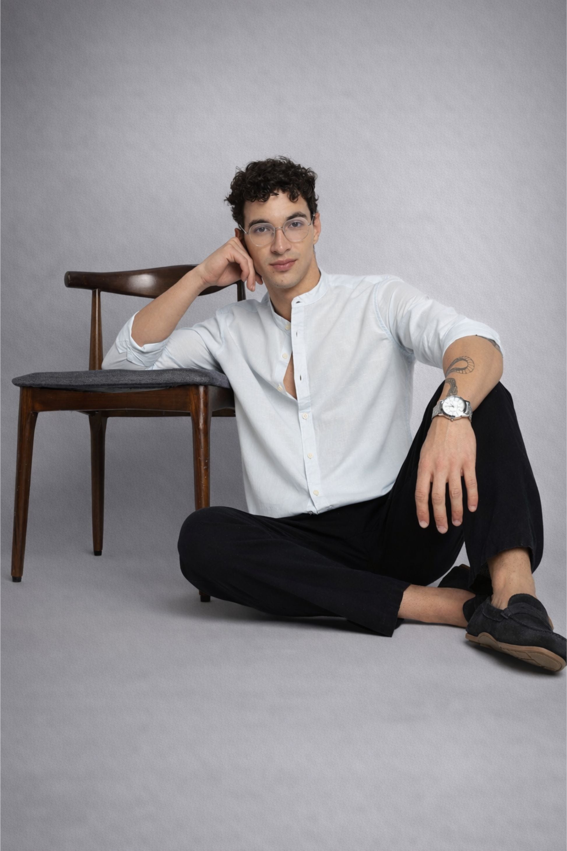 Men Cotton Linen Slim Fit Shirt