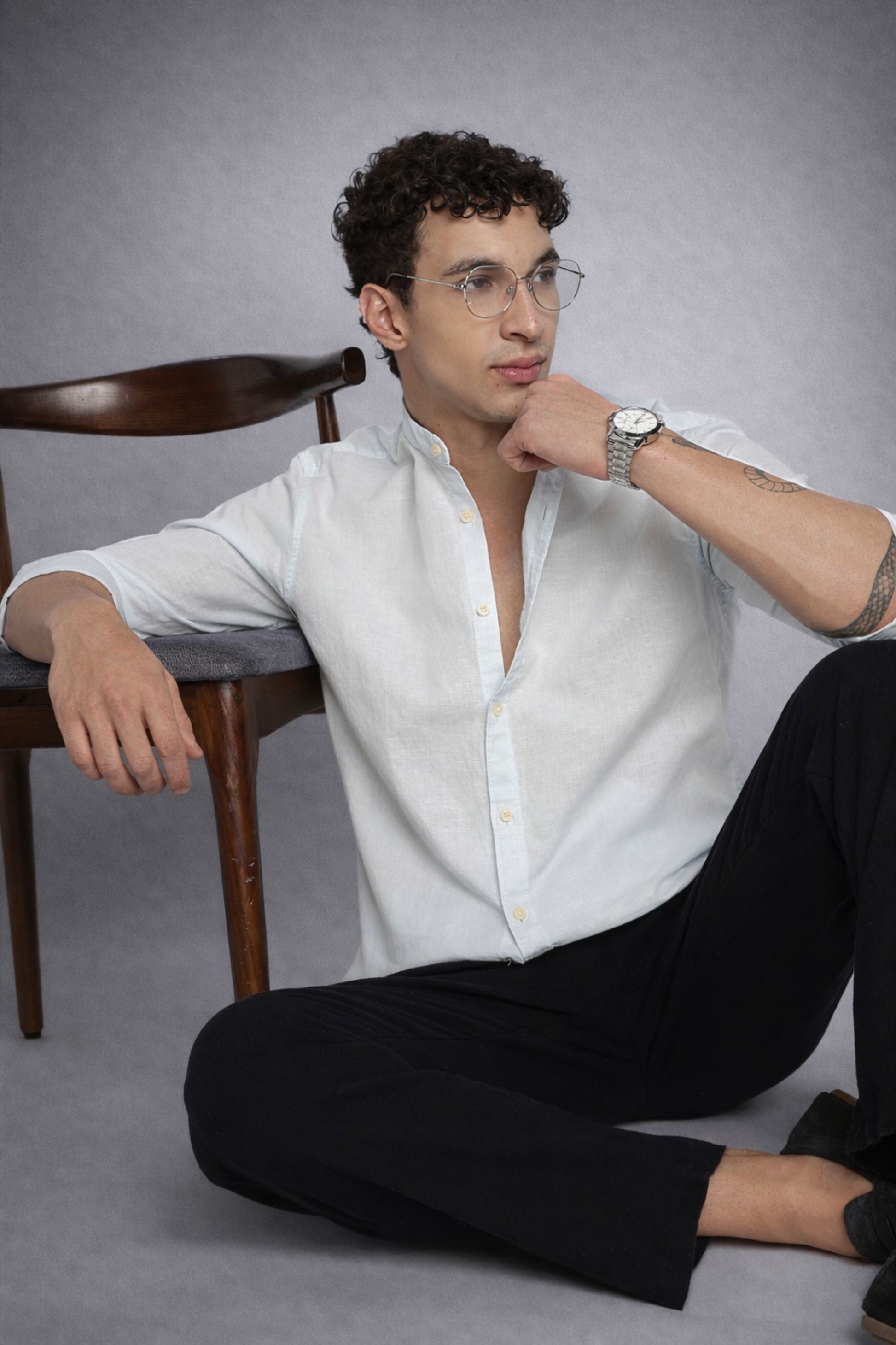 Men Cotton Linen Slim Fit Shirt