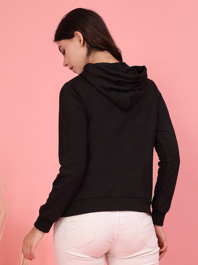 Women Black Printed Sweatshirt