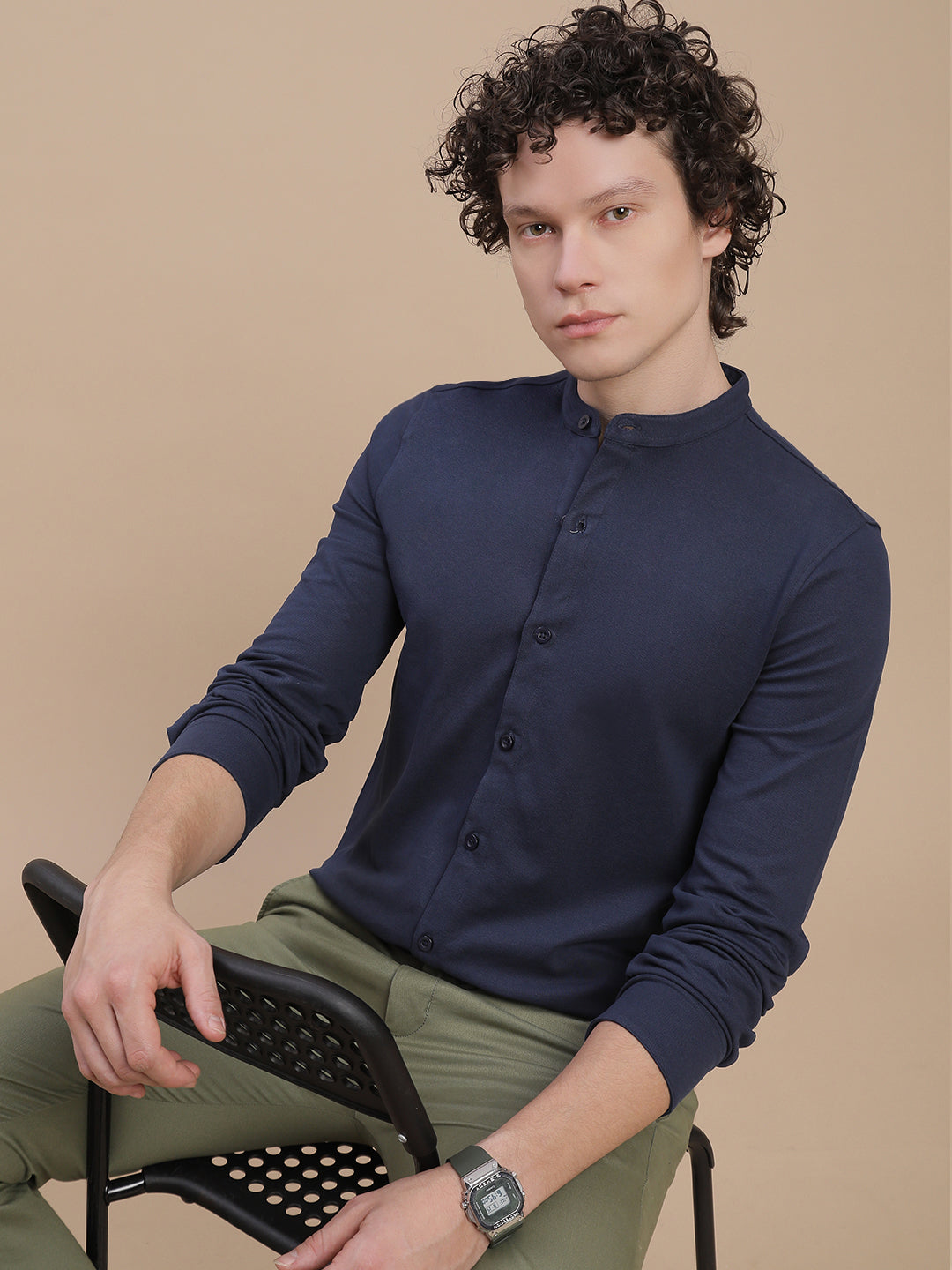 Men Navy Full Sleeve Shirt