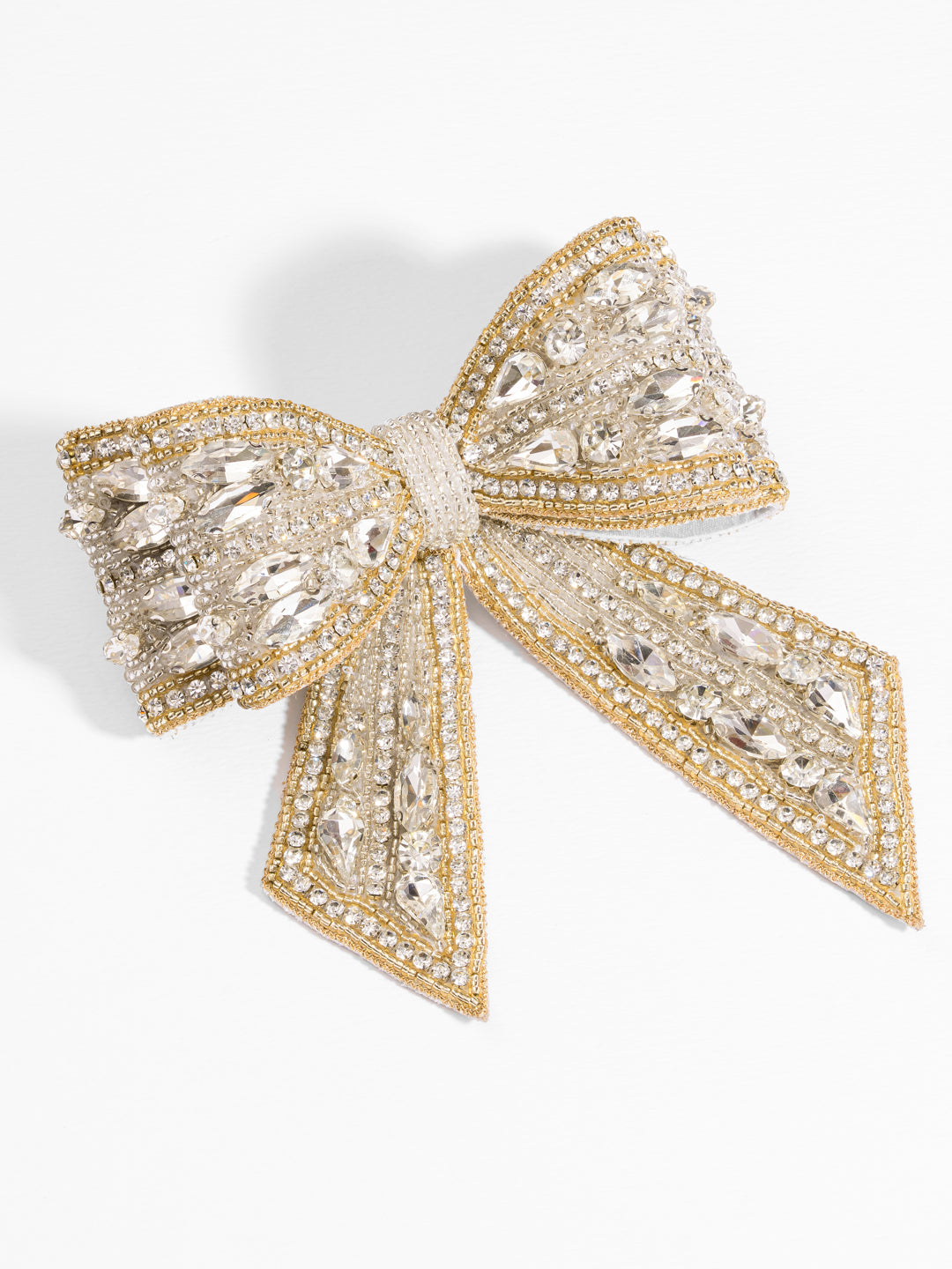 Gold Embellished Crystal Hair Bow Barrette Clip