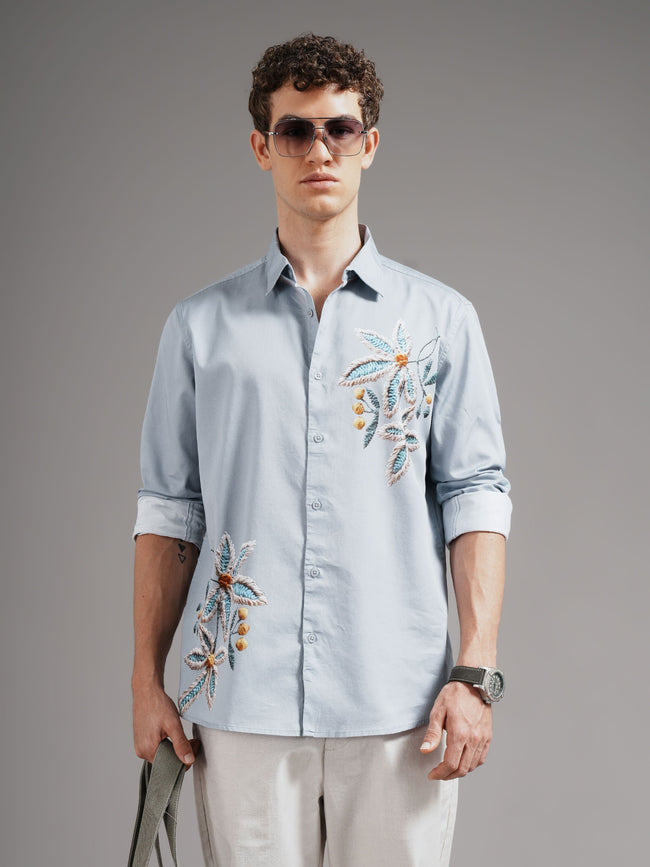 Men Grey Casual Printed Shirt