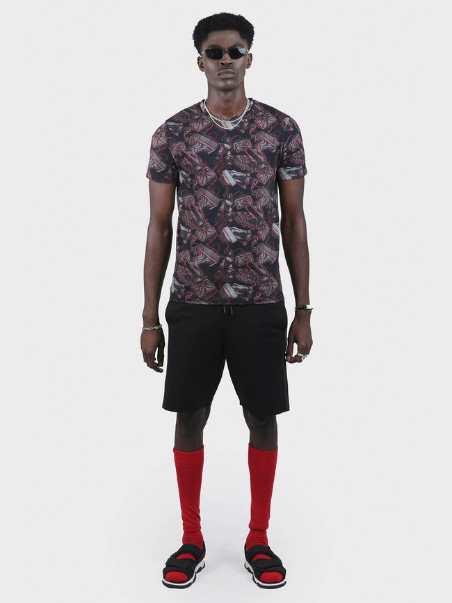 Men  Embroidered Printed Tee