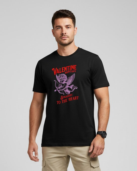 Men Printed Black Cotton Tshirt