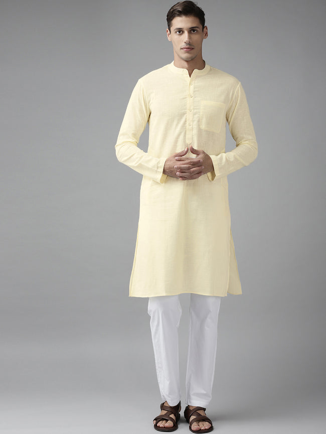 Men Cream Cotton Kurta