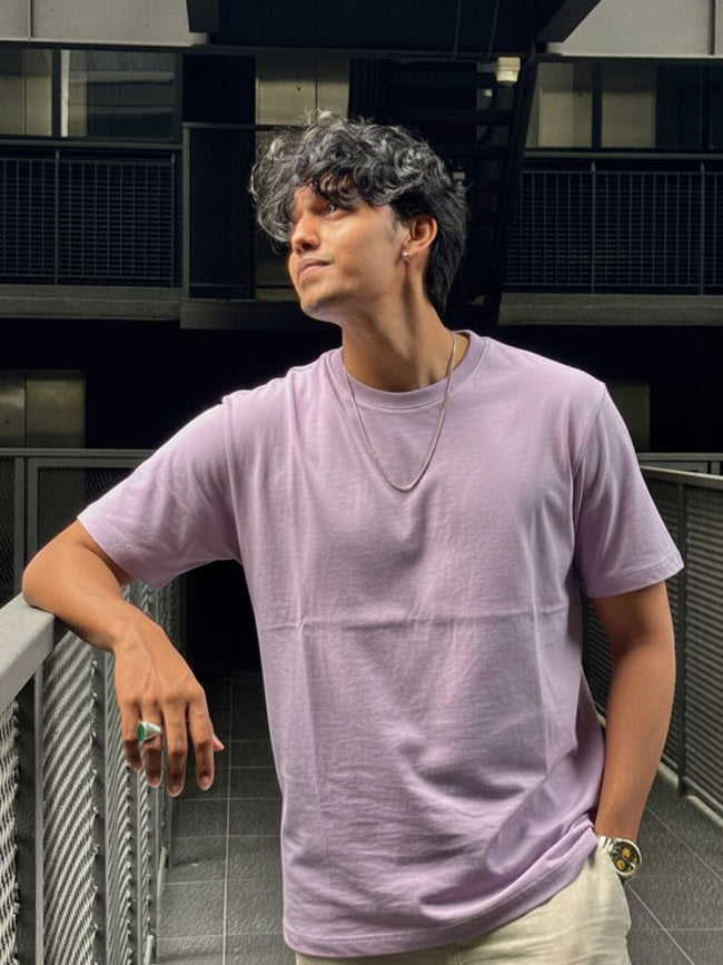 Men Purple Solid Cotton T-shirt