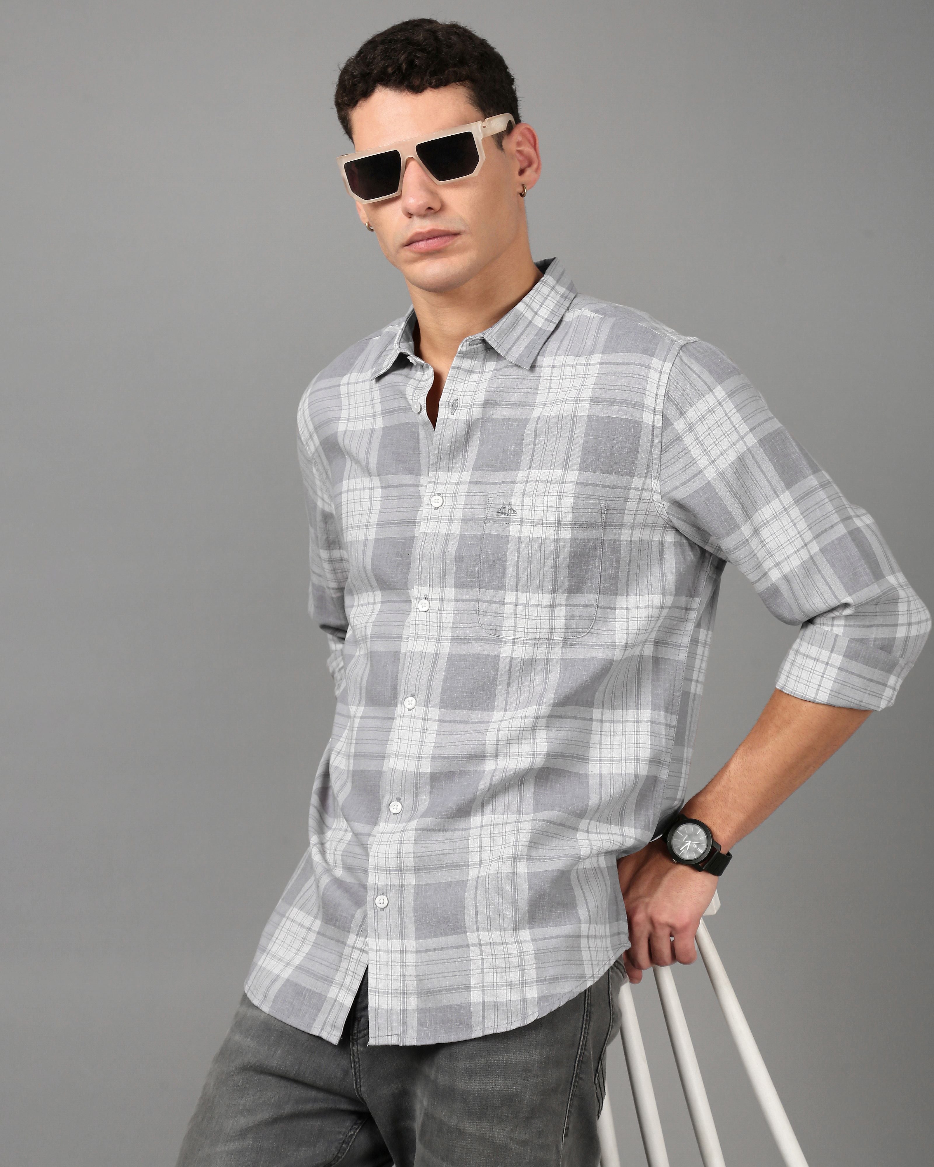 Men Grey Casual Shirt