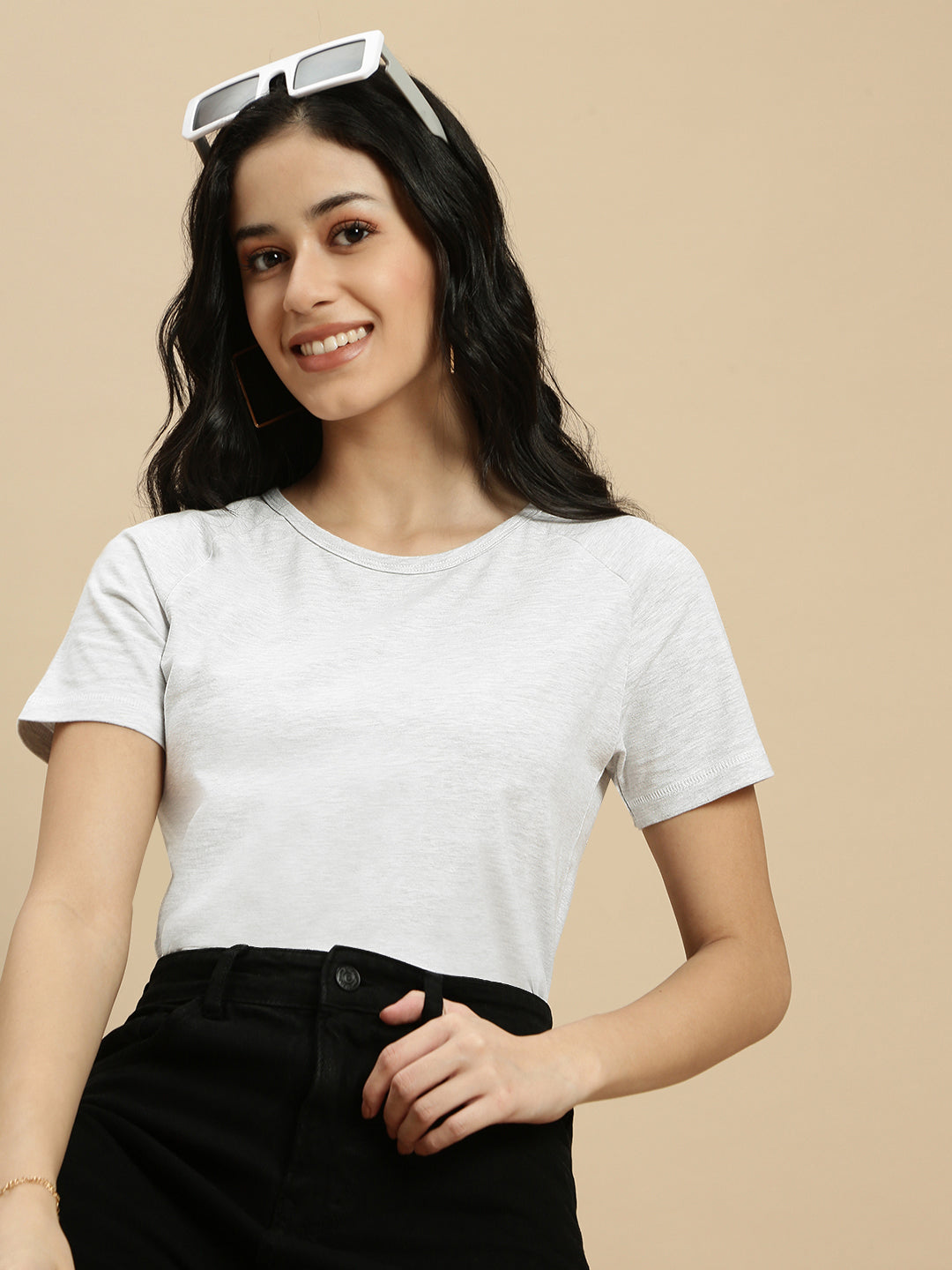 Women White Half Sleeve Top