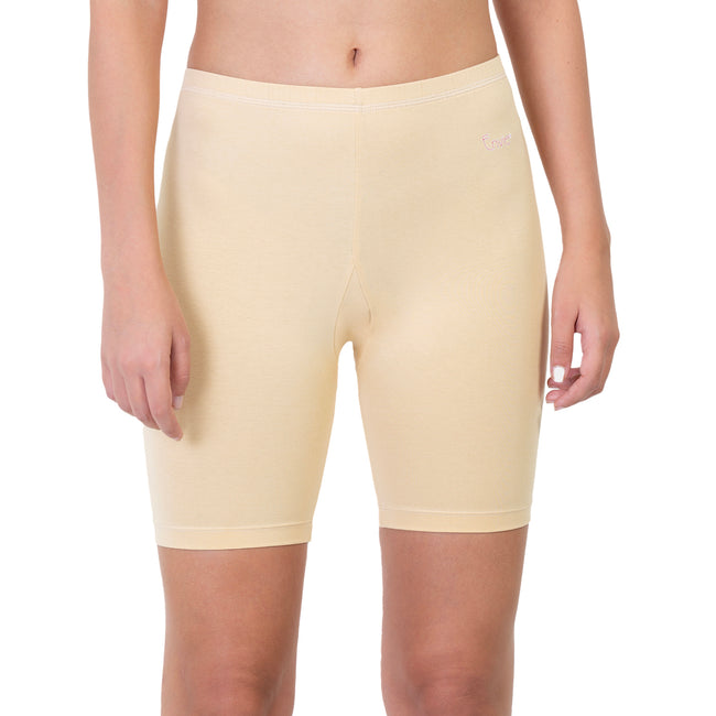 Women Beige Thigh Length Cycling Shorts