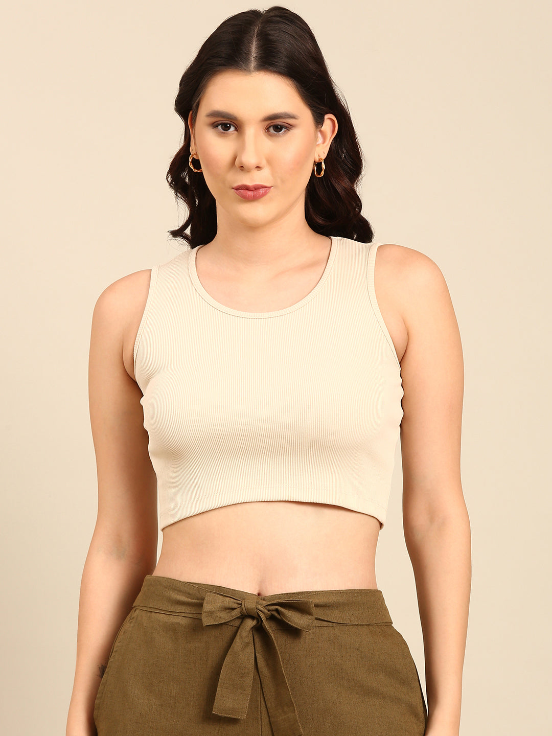 Women Cream Casual Top