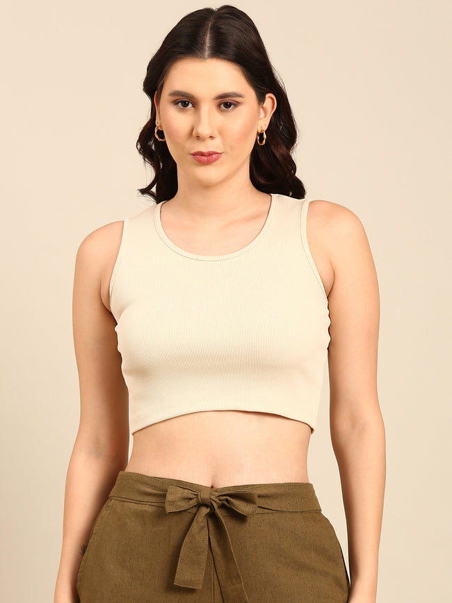 Women Cream Casual Top