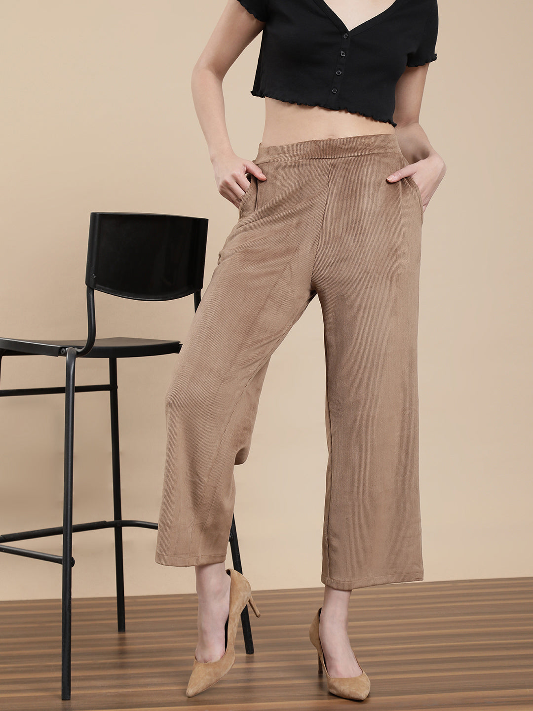 Women Beige Casual Palazzo