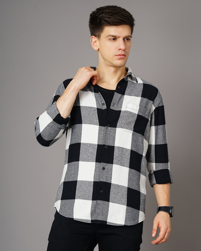 Men Black Cotton Slim Shirt