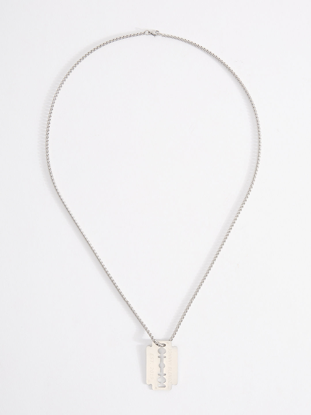 Men Razor Blade Pendant Chain With Lobster Closure