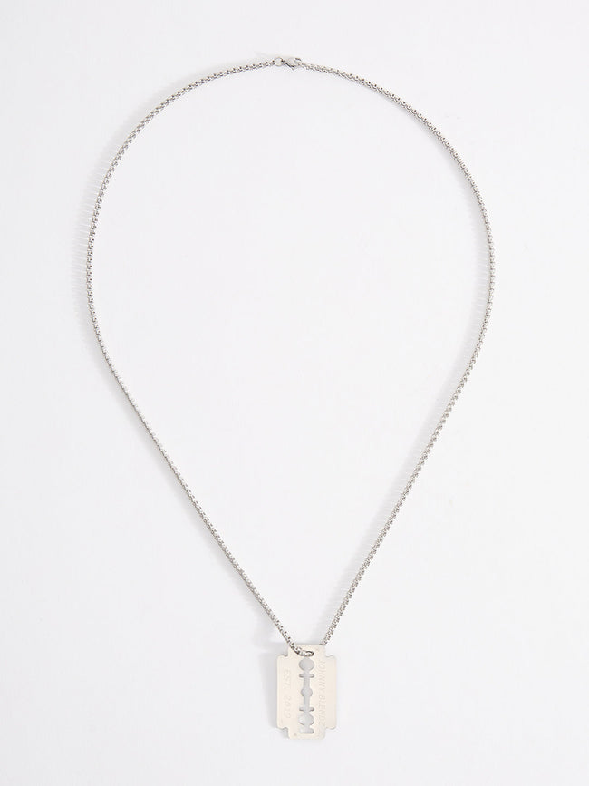 Men Razor Blade Pendant Chain With Lobster Closure