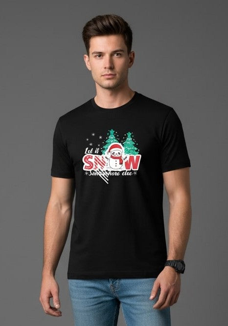 Men Printed Black Cotton Tshirt