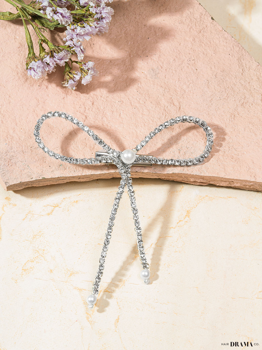 Silver Crystal Hair Bow