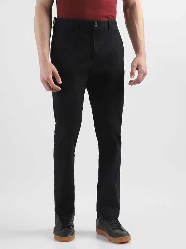 Men Black Mid Rise Formal Trousers