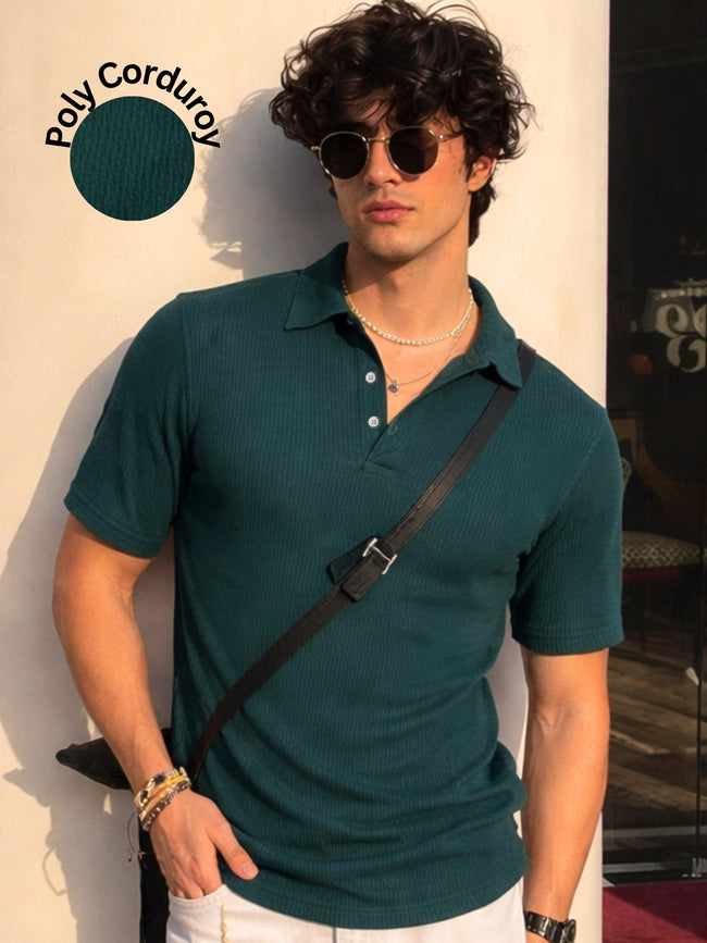 Men Teal Polo T-Shirt