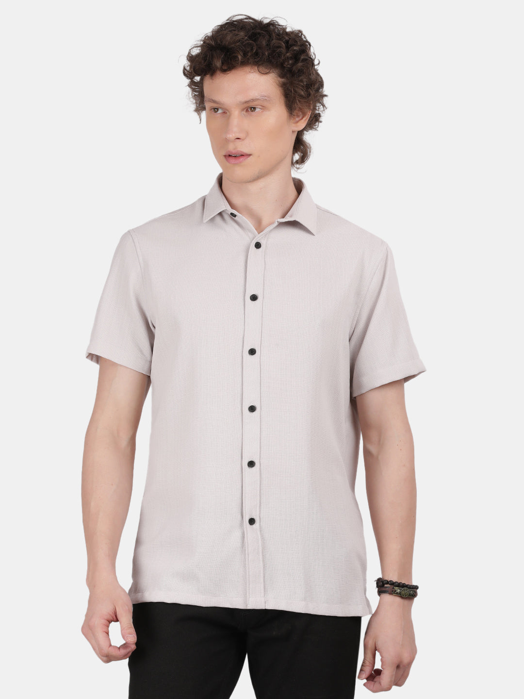 Men Silver Slim Fit Shirt