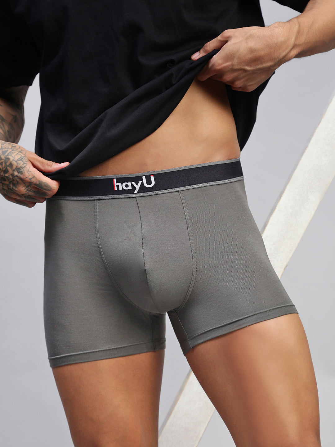 Men Grey Modal Solid Trunks