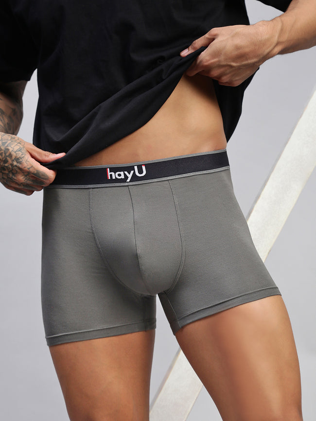 Men Grey Modal Solid Trunks