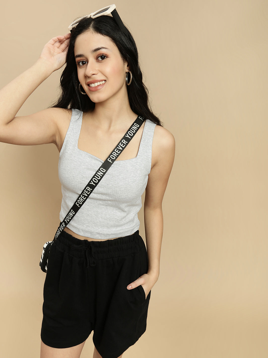 Women White Sleeveless Crop Top