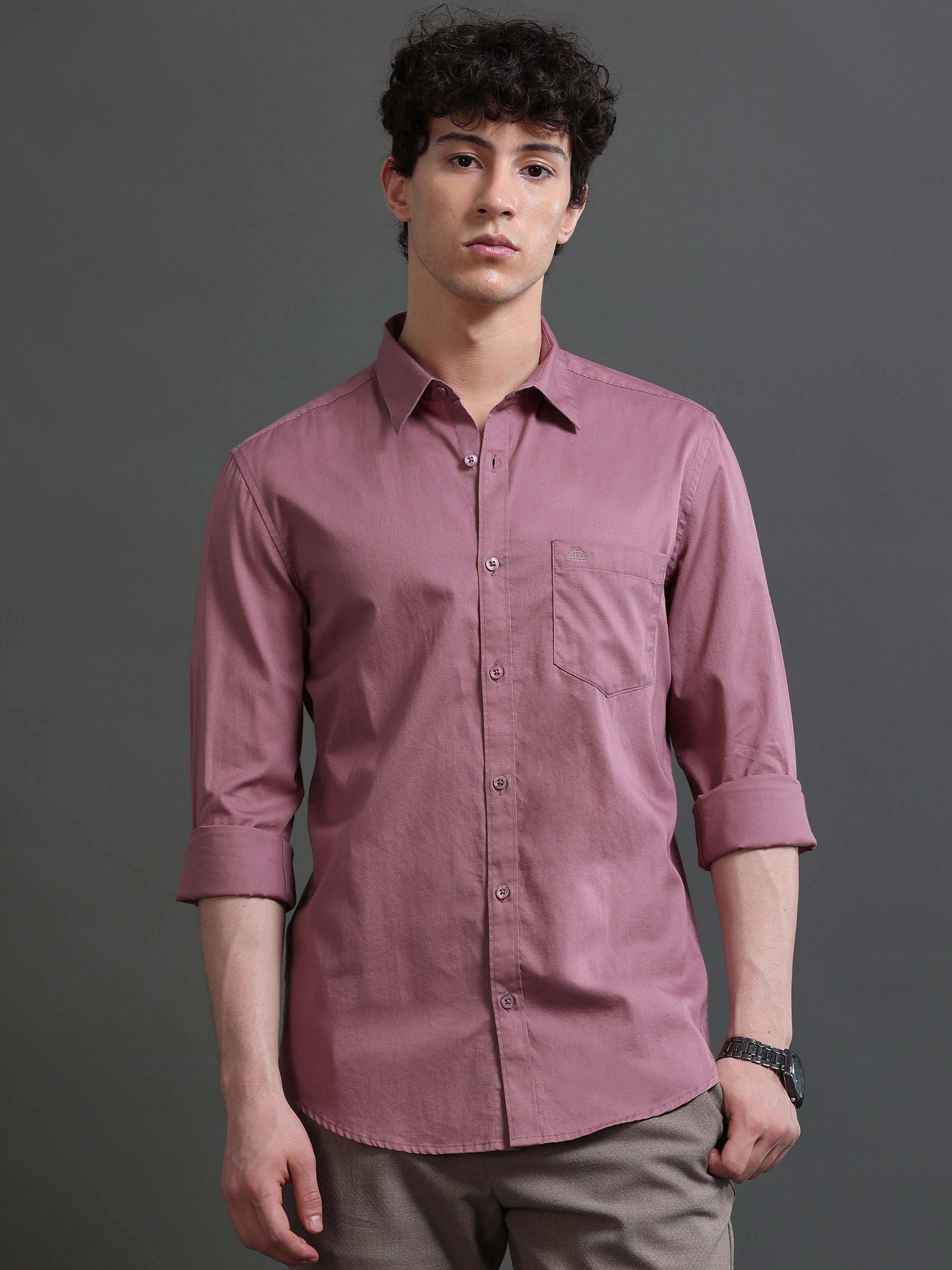 Men Mauve Solid Shirt
