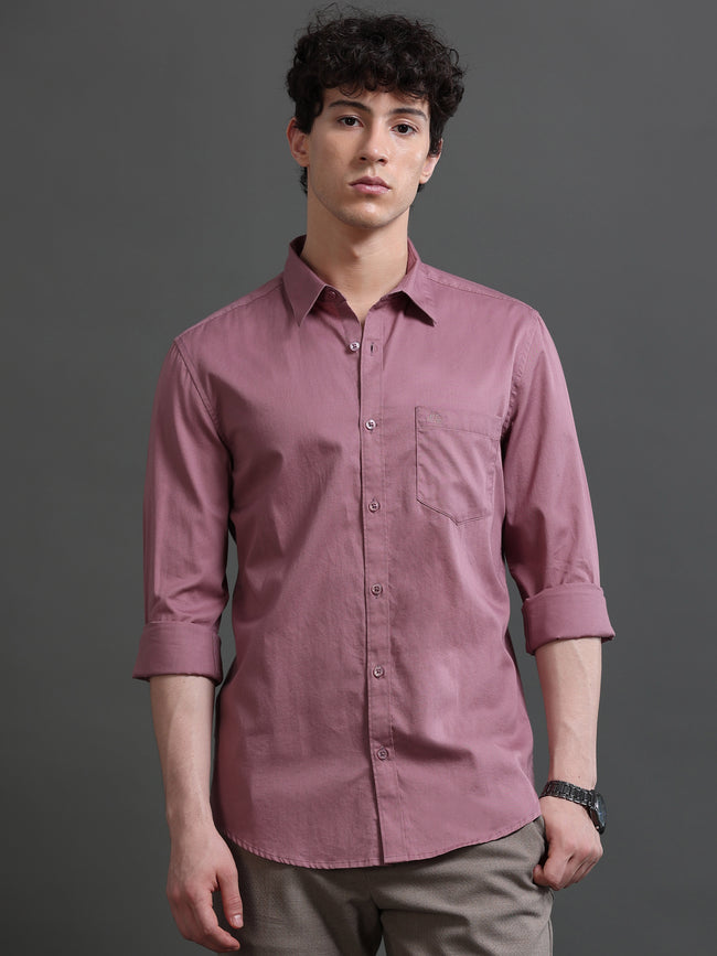 Men Mauve Solid Shirt