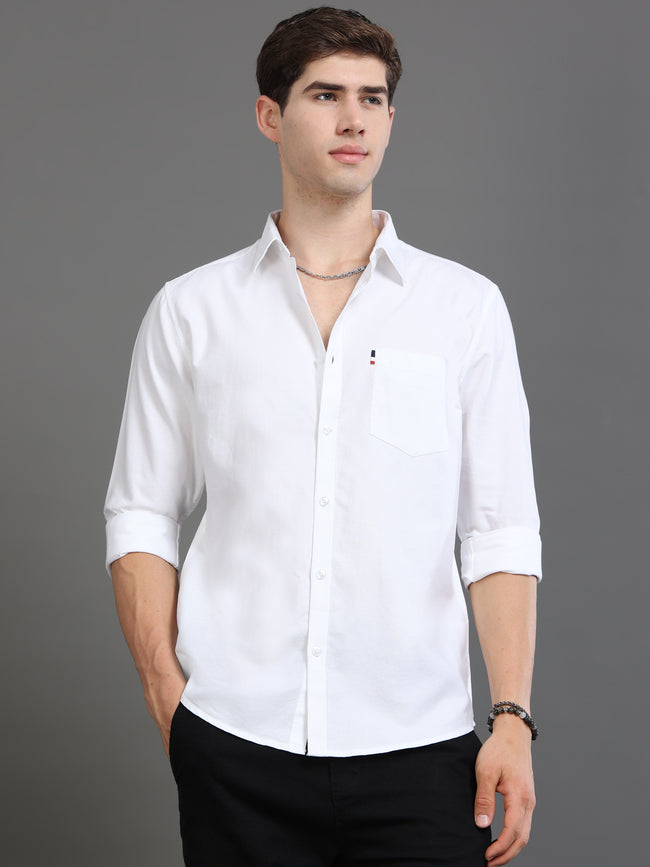 Men White Plain Shirt