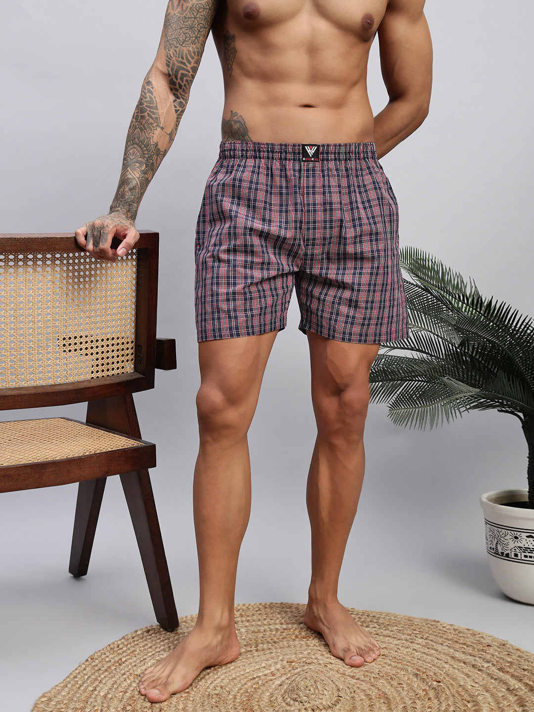 Men Checked Cotton Boxer Shorts