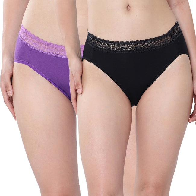 Medium Rise 3/4th Coverage Lace Hipster Pack Of 2