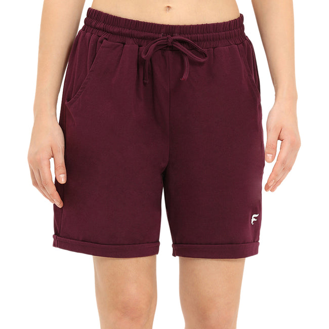 Women Red Thigh Length Shorts