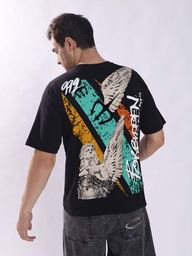 Men Black Cotton Oversized T-Shirt