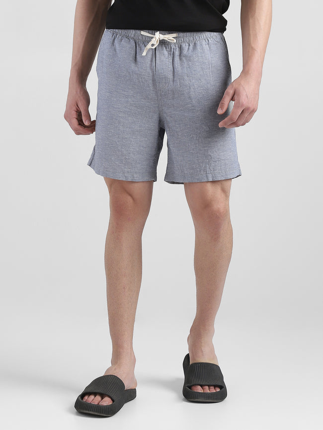 Men Grey Regular Fit Cotton Blend Shorts