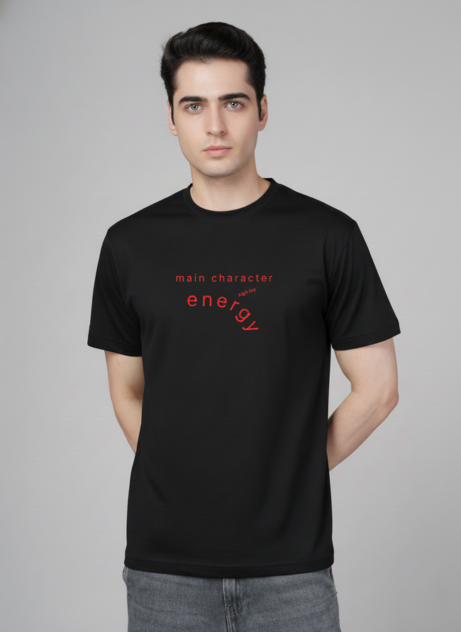 Men Cotton Black Printed Tshirt
