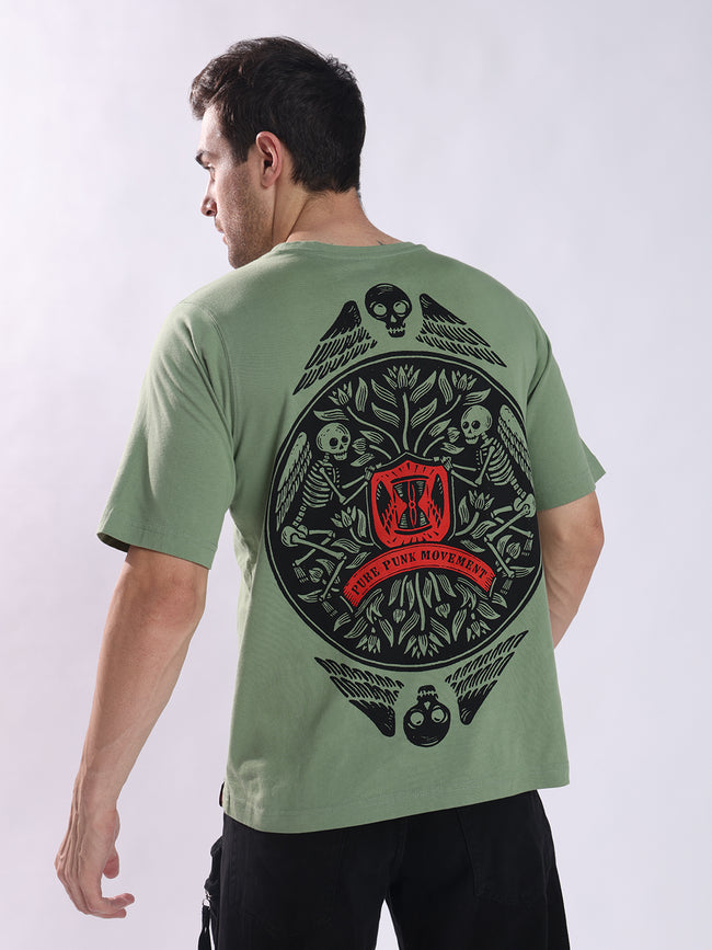 Men Olive Cotton Oversized T-Shirt