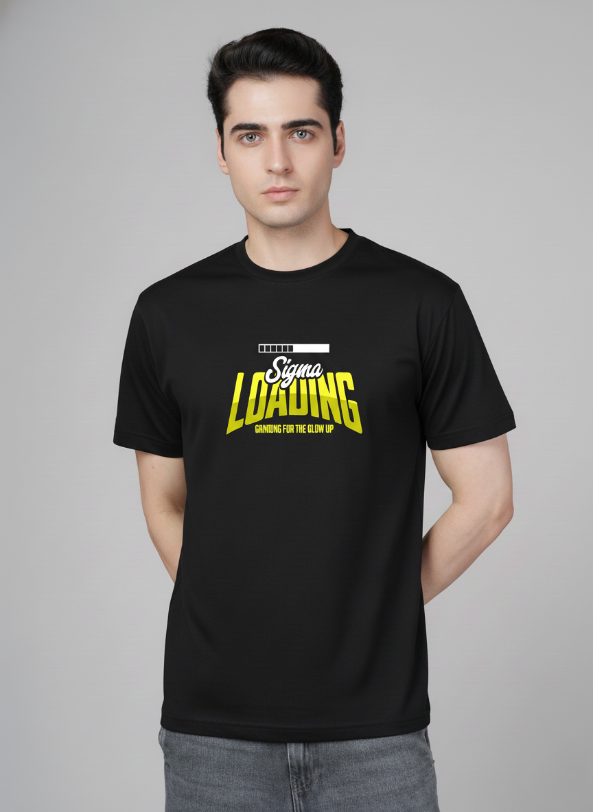 Men Cotton Black Printed Tshirt
