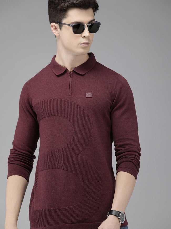 Men Ardor Edition Maroon Slim fit Pure Cotton Polo Collar T-shirt