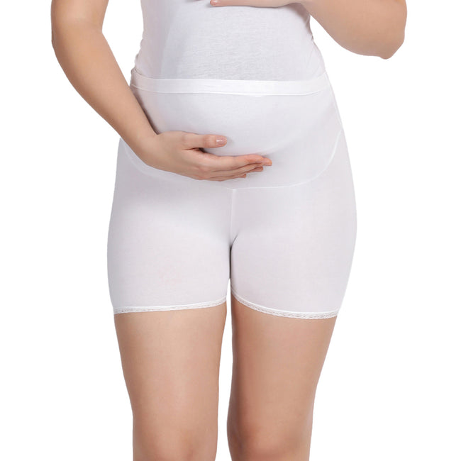 Women White Maternity Lace Shorts