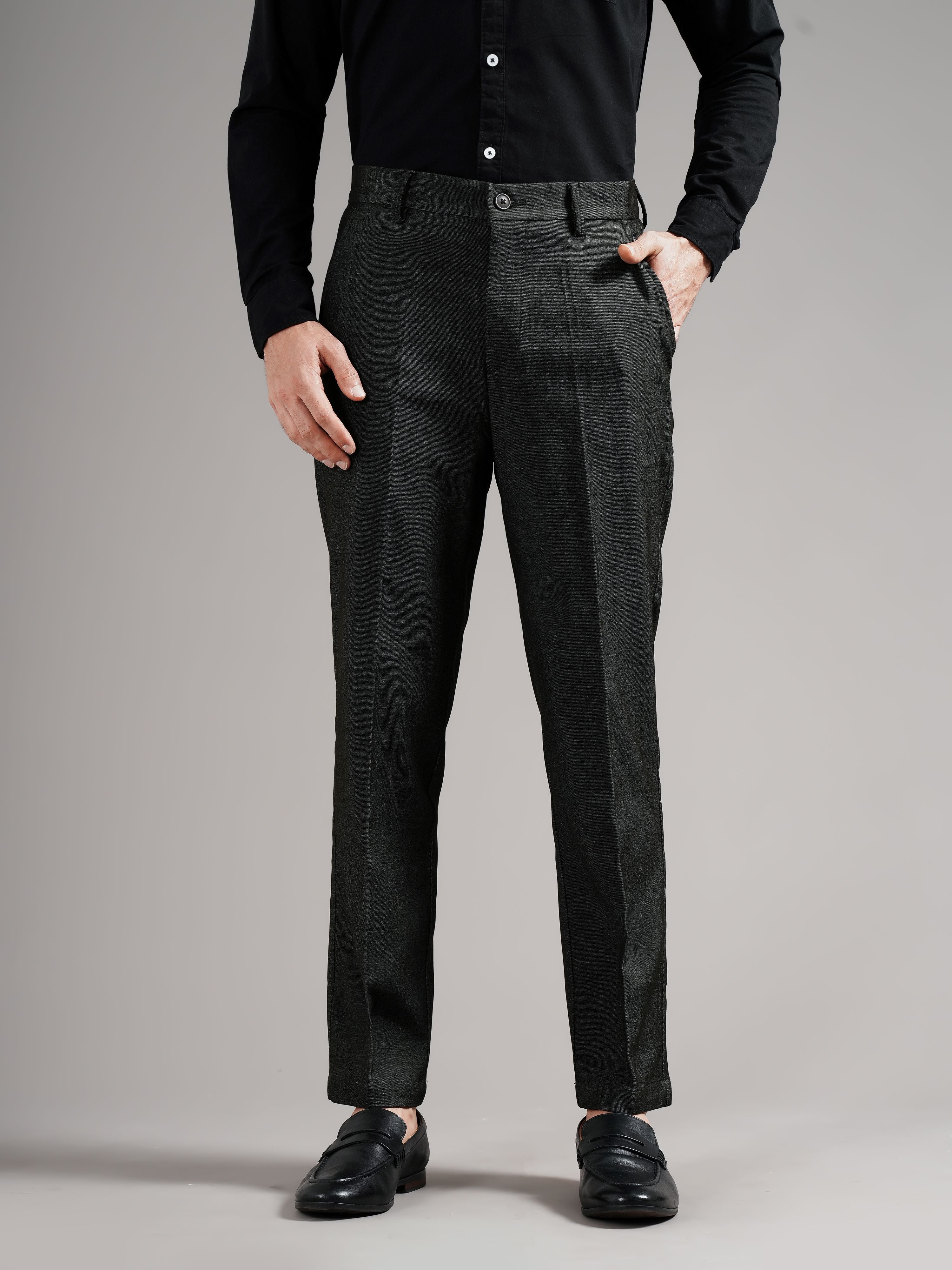 Men Olive Straight Fit Trousers
