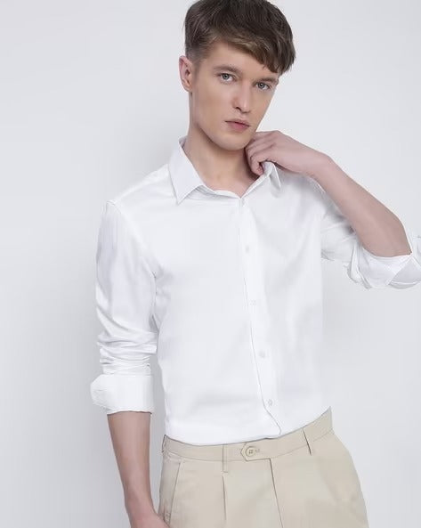 Men White Slim Fit Shirt