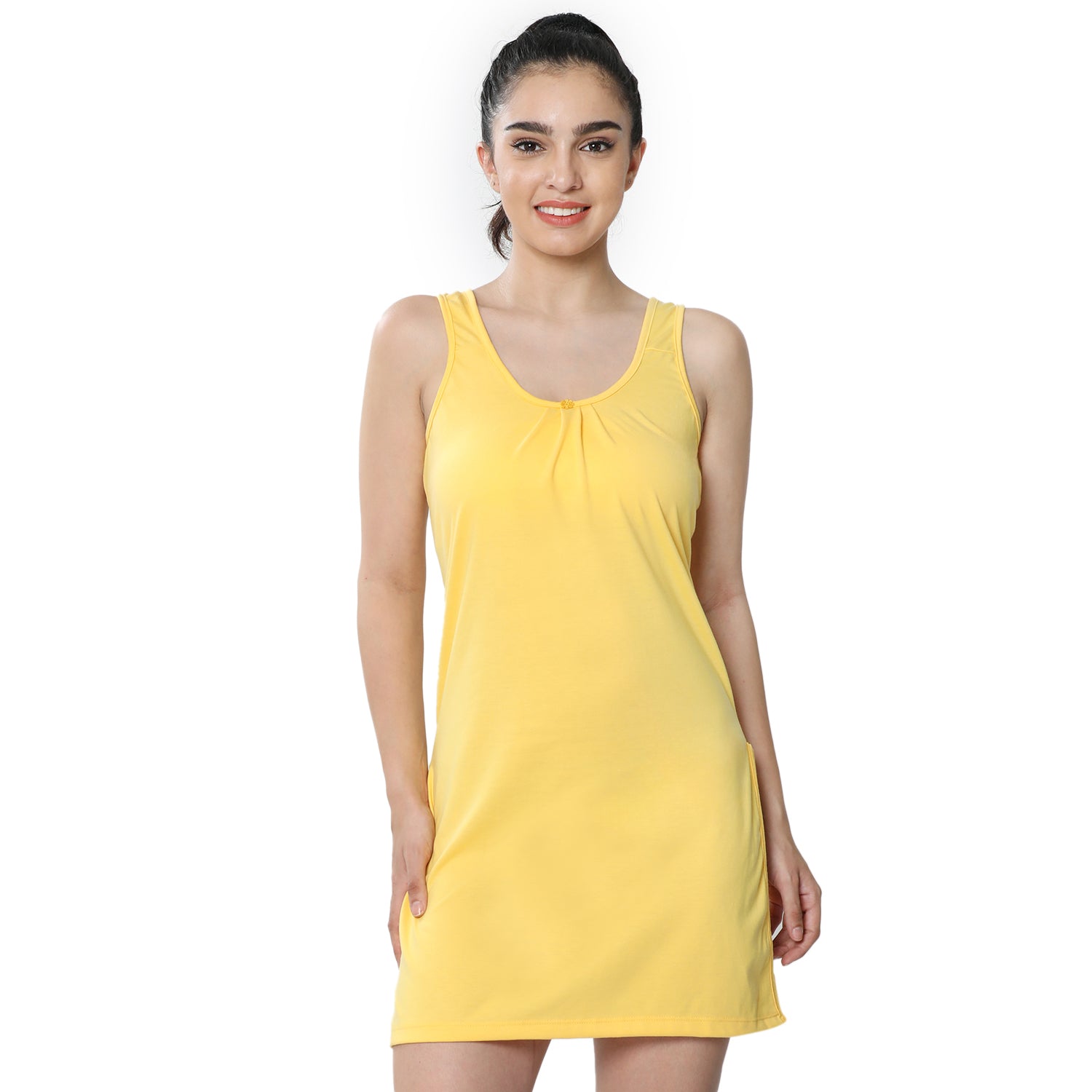 Relaxed Fit Scoop Neck Broad Shoulder Kurta Slip