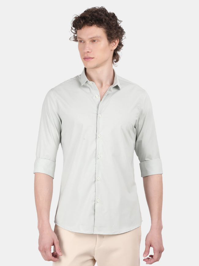 Men Pale blue Slim Fit Spread Collar Full Sleeve Casual Shirt